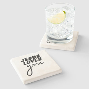 'Jesus Loves You' Minimalist Christian Encouraging Stone Coaster