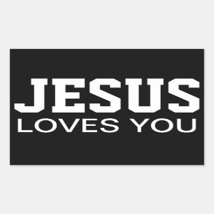 Jesus Loves You Motivational Typography Rectangular Sticker