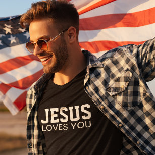 Jesus Loves You Motivational Typography T-Shirt