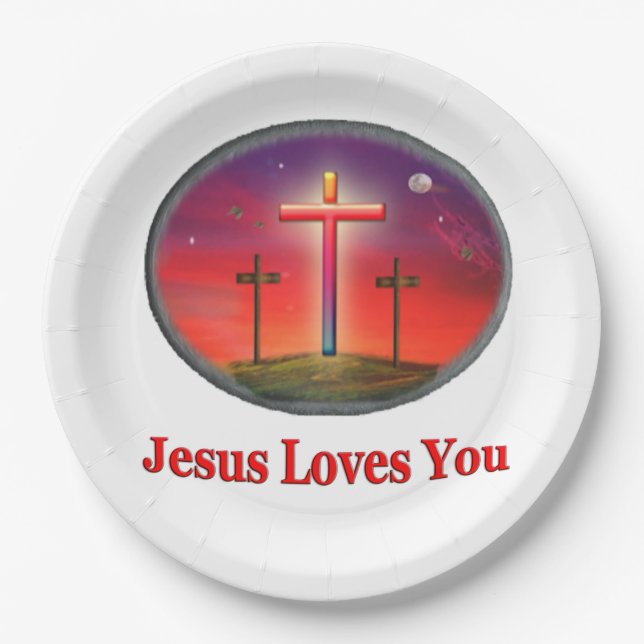 jesus loves you paper plate (Front)
