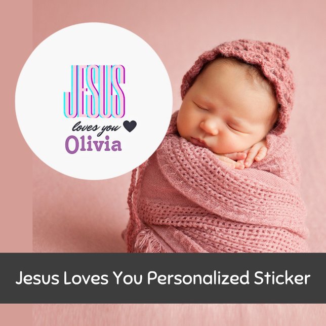 Jesus Loves You Personalised Classic Round Sticker (Creator Uploaded)