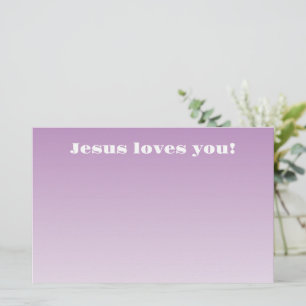 Jesus loves you!   purple ombre stationery