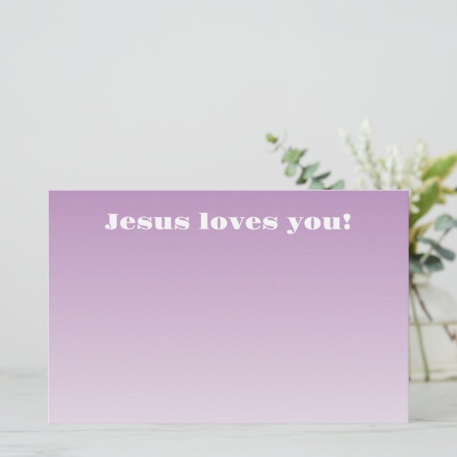 Jesus loves you! | purple ombre stationery (Standing Front)
