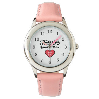 Jesus Loves You Red Heart Numbers Watch