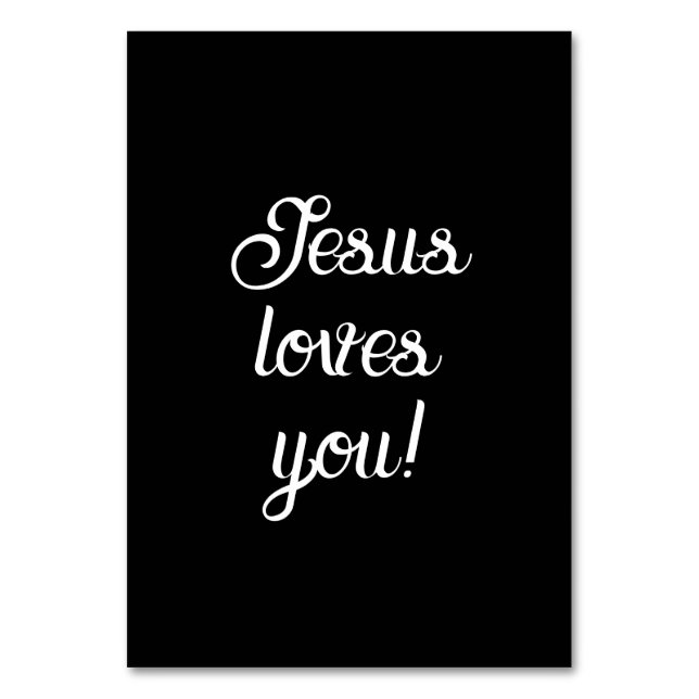 Jesus loves you! Script writting Table Number (Front)