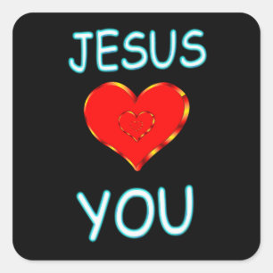 Jesus Loves You Square Sticker