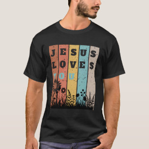 Jesus Loves You Sunset Sunflower For Men Women Chi T-Shirt