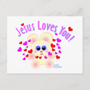 Jesus loves you teddy bear design postcard