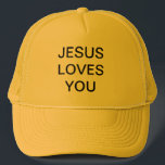 JESUS LOVES YOU TRUCKER HAT<br><div class="desc">A hat that lets others know how they are loved  by the lord</div>