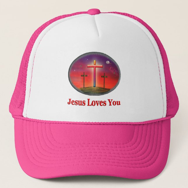 jesus loves you trucker hat (Front)