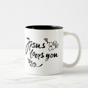 Jesus Loves You Two-Tone Coffee Mug