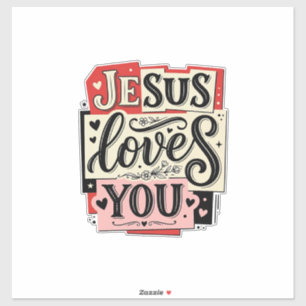 Jesus Loves You Vintage Engraving Christian Typogr