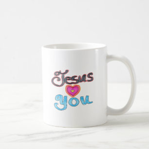 Jesus Loves You with Pink Heart Coffee Mug