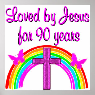 JESUS LOVING 90TH BIRTHDAY POSTER