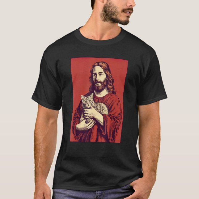 Jesus Loving Cat God Christian Cat  Cat Dad Men T-Shirt (Front)