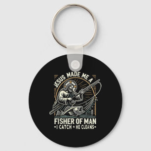 Jesus Made Me A Fisher Of Man Shirt Fishing Bible Key Ring