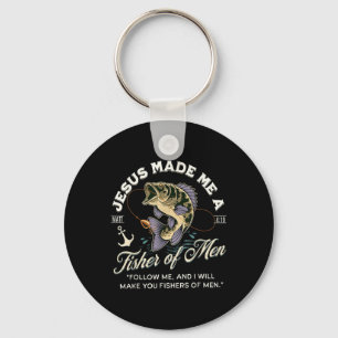 Jesus Made Me A Fisher Of Men Funny Christian Fish Key Ring
