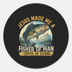 Jesus Made Me A Fisher Of Men Vintage Christian Fi Classic Round Sticker