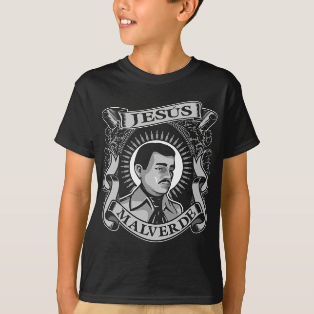 Jesus Malverde Mexican Hero Angel Of The Poor  T-Shirt (Front)