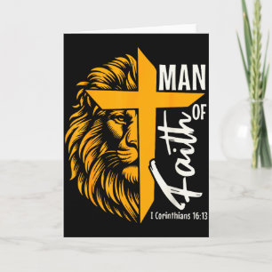 Jesus Man Of Faith Lion Cross I Corinthians 16 13 Card