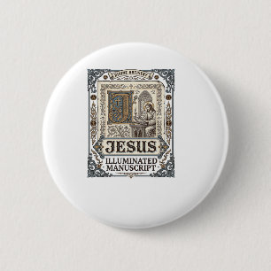 Jesus Manuscript Jesus Christian Faith Vintage 6 Cm Round Badge