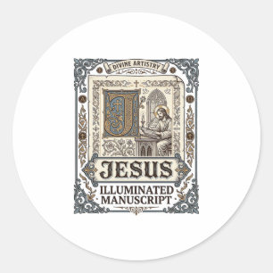 Jesus Manuscript Jesus Christian Faith Vintage Classic Round Sticker
