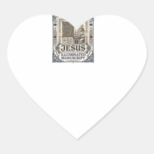 Jesus Manuscript Jesus Christian Faith Vintage Heart Sticker