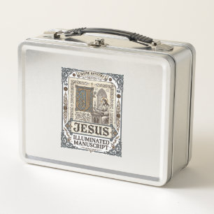 Jesus Manuscript Jesus Christian Faith Vintage Metal Lunch Box
