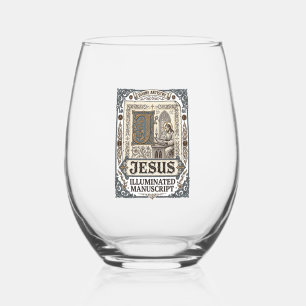 Jesus Manuscript Jesus Christian Faith Vintage Stemless Wine Glass