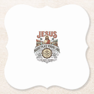 Jesus Marketplace Vendor Label Jesus Marketplace V Paper Coaster