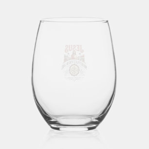 Jesus Marketplace Vendor Label Jesus Marketplace V Stemless Wine Glass
