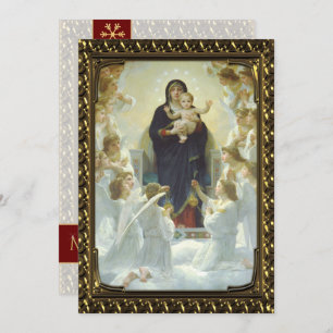 Jesus Mary and Angels - Vintage Fine Art Christmas Holiday Card