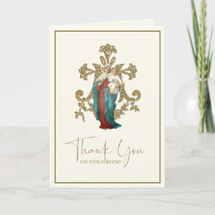 Jesus Mary Catholic Funeral Condolence Thank You Card