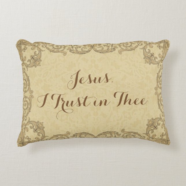 Jesus & Mary JESUS  I TRUST IN THEE Prayer Decorative Cushion (Front)