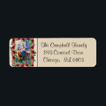 Jesus Mary Joseph Flight Into Egypt Roses Return Address Label<br><div class="desc">Beautiful vintage image the Flight into Egypt  with Jesus,  Mary & Joseph encircled with red roses.</div>