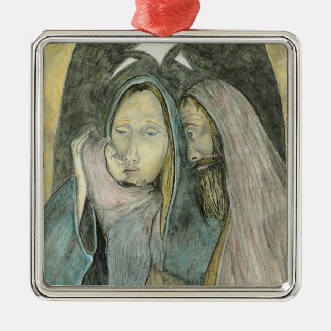 Jesus Mary Joseph Nativity Religious Christmas Metal Ornament (Front)
