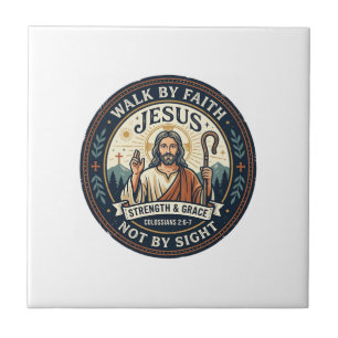 Jesus Matcha Cafe Trend Shirt Christian Graphic_1 Ceramic Tile