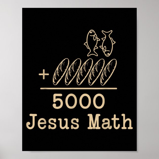 Jesus Math 2 Fishes 5 Breads Feeds The 5000 Bible Poster (Front)