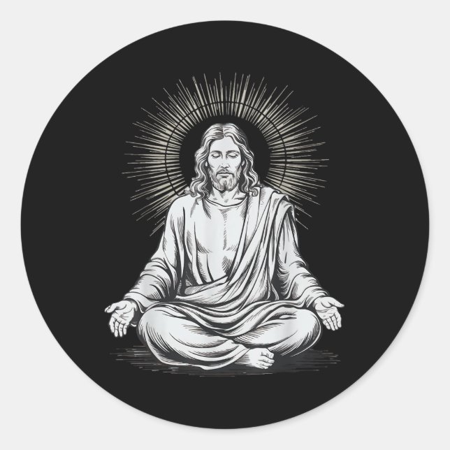Jesus Meditating Christian Meditation  Classic Round Sticker (Front)