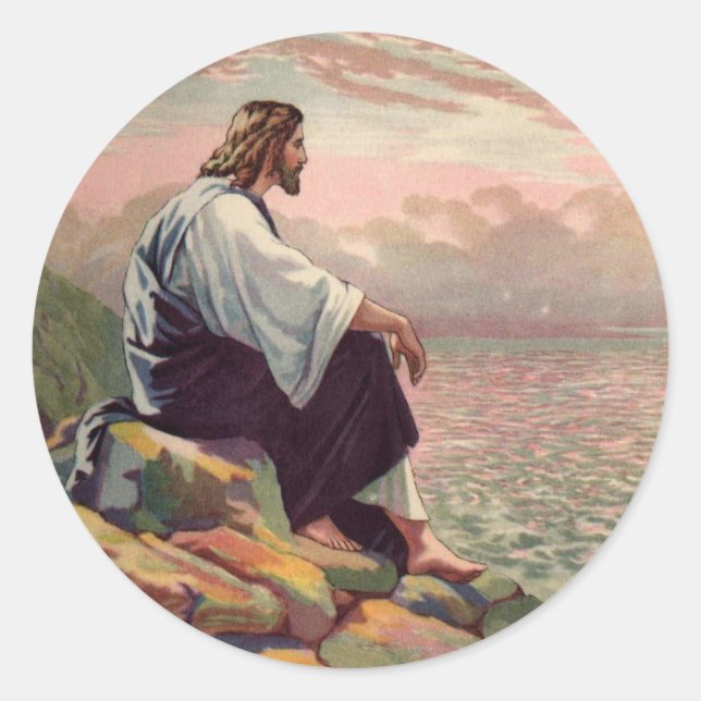 Jesus Meek and Mild Classic Round Sticker (Front)