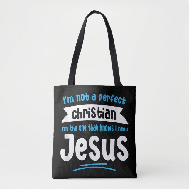 Jesus Men Women Kids Fun Christian Bible Faith Jes Tote Bag (Front)