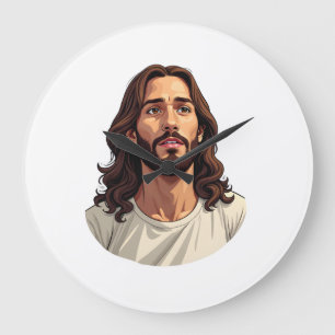 Jesus Mercy Face Vintage Engraved White Tee 2 Large Clock