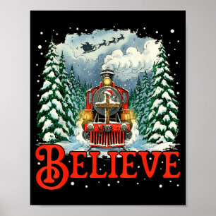 Jesus Merry Xmas Faith Train To North Le Santa Sle Poster