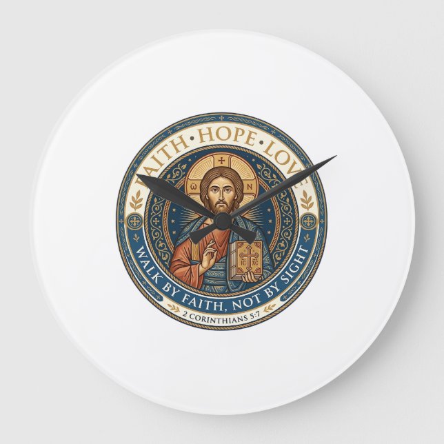Jesus Monastic Contemplative Spirituality Graphic  Large Clock (Front)
