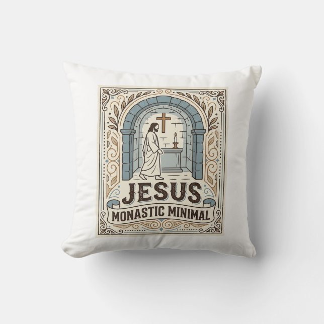 Jesus Monastic Minimal Jesus Monastic Minimal Chri Cushion (Front)