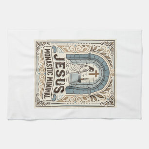 Jesus Monastic Minimal Jesus Monastic Minimal Chri Tea Towel