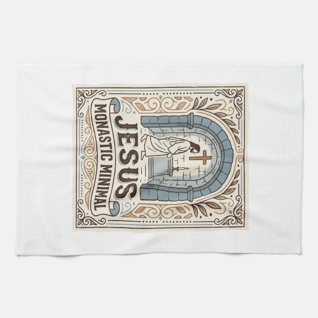 Jesus Monastic Minimal Jesus Monastic Minimal Chri Tea Towel (Horizontal)
