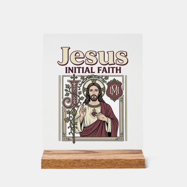 Jesus Monogram Initial Faith Jesus Monogram Initia Acrylic Sign (Front)