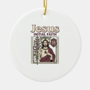 Jesus Monogram Initial Faith Jesus Monogram Initia Ceramic Ornament