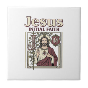 Jesus Monogram Initial Faith Jesus Monogram Initia Ceramic Tile